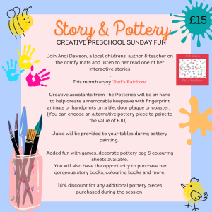 Advertise Story & Pottery Creative Preschool Sunday Fun session